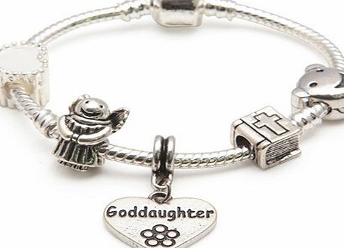 Bling Rocks Childrens/Girls Baby Christening Keepsake For God Daughter Silver Pandora Charm/Bead Bracelet. Ideal Gift/Present 17 cm(Other sizes available)