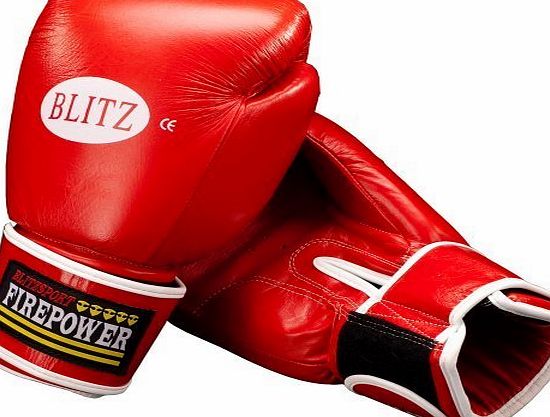 Blitz Firepower Leather Boxing Gloves 14oz Red