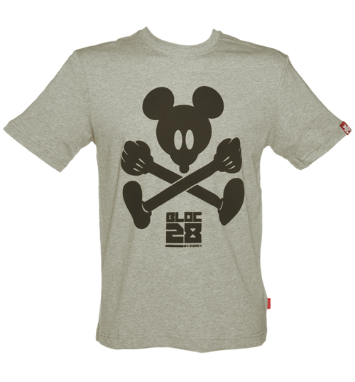 Mens Grey Marl Mickey Mouse Rave T-Shirt