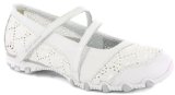 Blowfish Skechers `Bikers Luxe` Ladies Leather Mary Jane Shoes - White/Silver - 7 UK