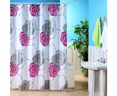 Blue Canyon METALLIC FLOWER PLUM PATTERNED POLYESTER 180 X 180CM SHOWER CURTAIN