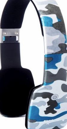 Blue Monkey Blue Camouflage Funkcans: Amazing Portable Wireless Rechargeable Foldable Slim Sports stereo Bluetooth Headphones with Built-In Microphone for hands-free calls; suitable for Apple iOS ipod