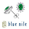 Blue Nile Emerald and Diamond Earrings in 18k White Gold