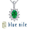 Blue Nile Emerald and Diamond Pendant in 18k White Gold