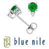 Blue Nile Emerald and Diamond Stud Earrings in 18k White