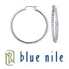 Blue Nile Pave Hoop Diamond Earrings in 18k White Gold