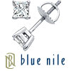 Platinum Princess-Cut Diamond Stud Earrings (3/4