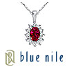 Ruby and Diamond Pendant in 18k White Gold (6x4mm)