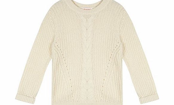 Blue Zoo Bluezoo Kids Girls Cream Cable Knit Jumper Age 9-10