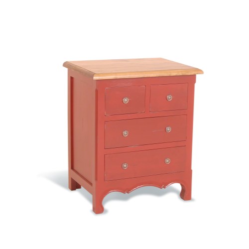French Painted 4 Drawer Chest - china red