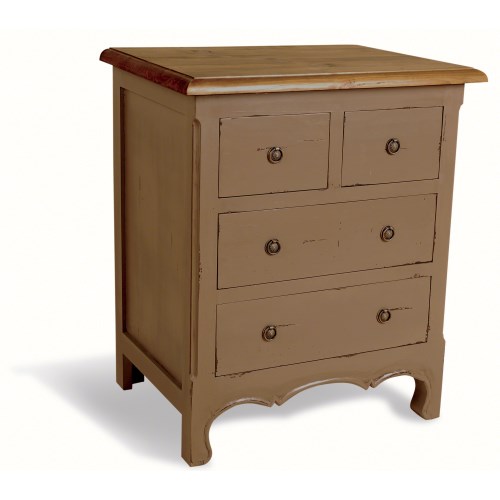 French Painted 4 Drawer Chest - olive