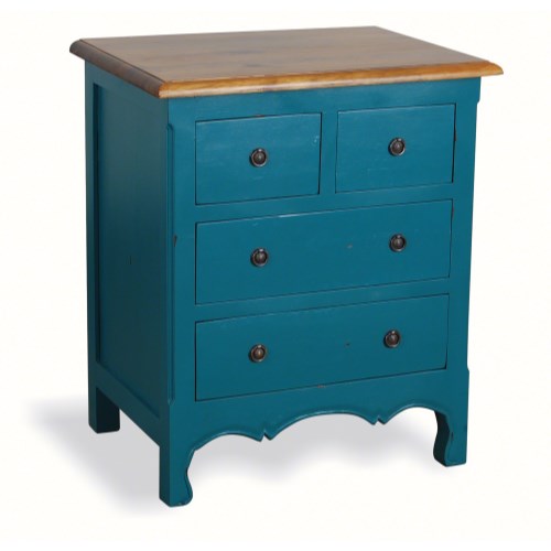 French Painted 4 Drawer Chest - teal