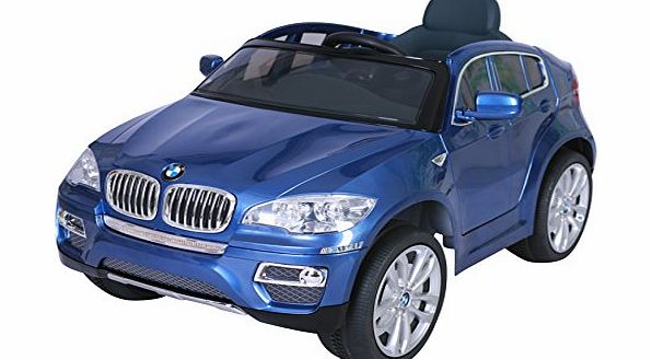 BMW X6 - Licensed 12v Electric Ride on Jeep Car with Twin Motors, Opening Doors and Parental Remote (Blue)