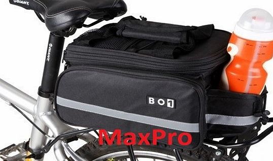 BO1 MaxPro BO1 Cycling Bicycle Bike Rear Rack Bag Extending Top Plus Extending Foldaway Panniers with Rain cover and Shoulder Strap