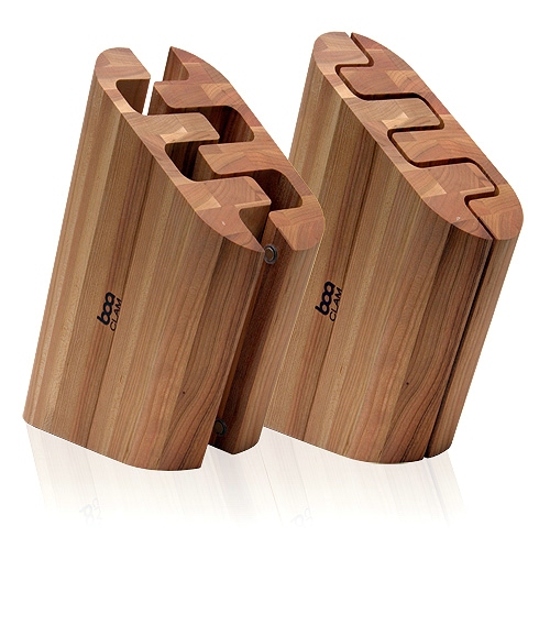 Curved Clam Knife Block Cherry
