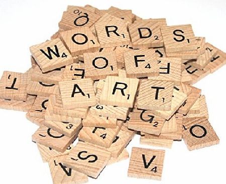 Board Game Spares Wooden Scrabble Tiles - Complete replacement set 100 tiles. Craft Jewellery Scrapbooking Collage