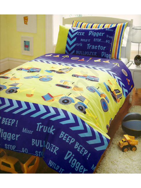 Diggers Double Duvet Cover and Pillowcase Set