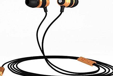 Boca  - BOC18 - High Definition,Deep Bass,Tangle Free,In Ear Noise Isolating Earphones,Headphones For All Audio Devices (Black/Gold With Volume Control and Mic)