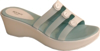Bocage white leather and plastic wedge mule