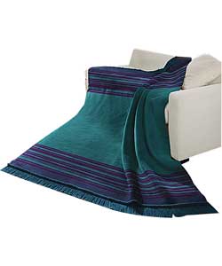 Bocasa Supersoft Striped Throw - Teal