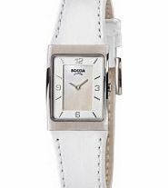 Boccia Ladies Titanium White Leather Strap Watch