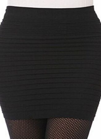 Bocideal Hot Sale Women Girl Elastic Hip Short Skirt (Black)