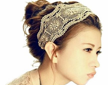 Bocideal New Arrivial Women Lace Headband Retro Hair Band Wide Headwraps Hair Accessories (Black)