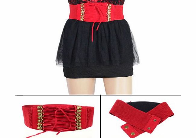 Bocideal New Style fashion Sexy Women Lady Rivet Elastic Buckle Wide Waist Belt Waistband Corset (Red)