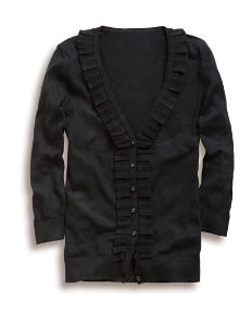 Boden Applique Ruffle Cardigan