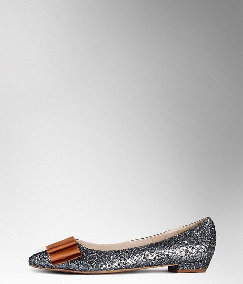 Boden Audrey Bow Flat Pewter Glitter Boden, Pewter