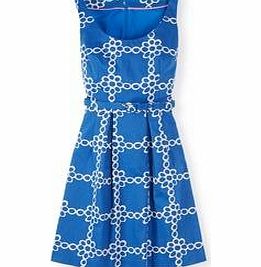 Boden Ava Dress, Dark Grey Daisy Chain,Graphic Blue