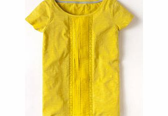 Boden Broderie Detail Tee, Light Sulphur,Royal