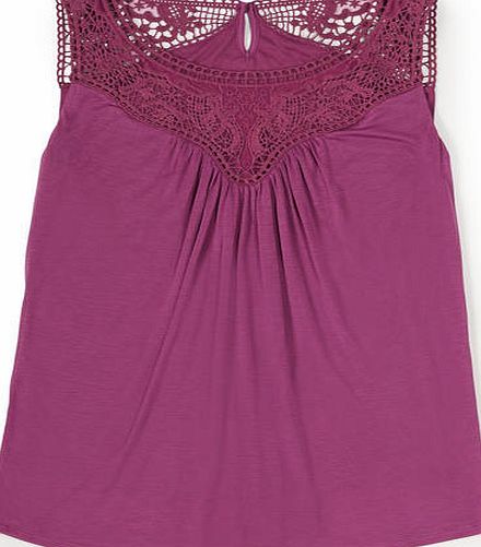 Boden Broderie Jersey Top, Purple 34641480