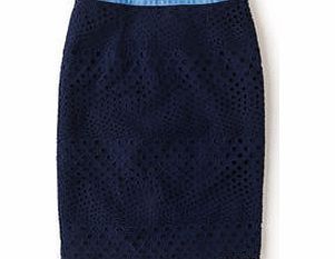 Boden Broderie Pencil Skirt, Royal Blue,White,Dark