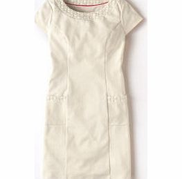Boden Broderie Ponte Dress, Cream,Blue,Grassy Green
