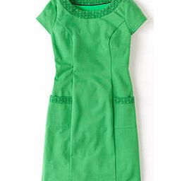 Boden Broderie Ponte Dress, Grassy Green,Cream,Blue