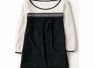 Boden Broderie Smock Top, Navy/Ivory,Apple