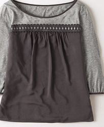 Boden Broderie Smock Top, Pewter/Grey Marl 33988684
