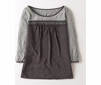 Boden Broderie Smock Top, Pewter/Grey Marl,Apple