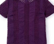 Boden Broderie Stripe Tee, Blackcurrant 34848804