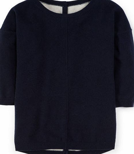 Boden Button Back Cashmere Jumper Navy/Silver Melange