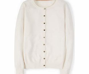 Boden Cashmere Crew Neck Cardigan, White,Grey,Graphic