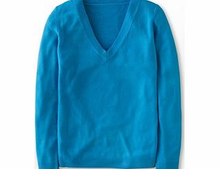 Boden Cashmere V-neck Jumper, Azure Blue,Bright