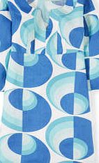 Boden Casual Linen Tunic, Blue Retro Spot 34790956