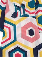 Boden Casual Linen Tunic, Blues Hexagon 34673871