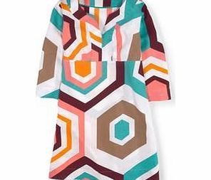 Boden Casual Linen Tunic, Multi Hexagon,Lemon Curd