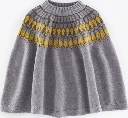 Boden, 1669[^]35213511 Chelsea Knitted Poncho Grey Melange Fair Isle