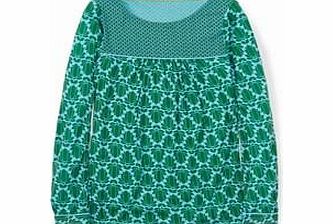 Boden Claire Top, Green Tulip Stamp,Navy Tulip