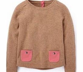 Boden Contrast Pocket Jumper, Blue,Grey,Brown 34251421