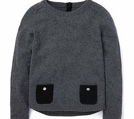 Boden Contrast Pocket Jumper, Grey,Brown,Blue 34251256